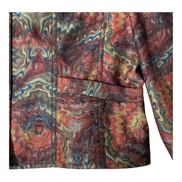 Coldwater Creek Jacket LARGE Multi Color Lined Artsy Long Sleeve Button Up - Picture 4 of 16